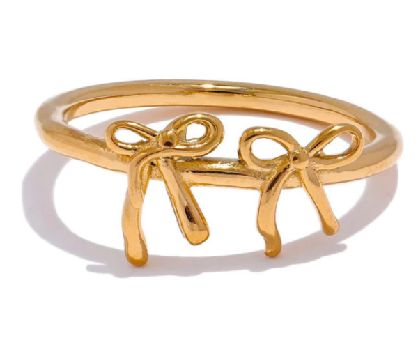 Stainless Steel Bow Knot Finger Ring 18K - Image 3