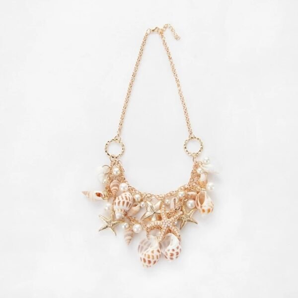 สร้อยคอ จี้เปลือกหอย ปลาดาว ประดับไข่มุก แฮนด์เมด สไตล์โบฮีเมียน - Image 2