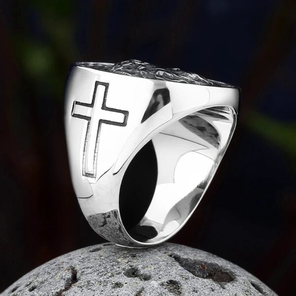 Men`s Fashion Lucky Creative Jesus Cross Ring - Image 2