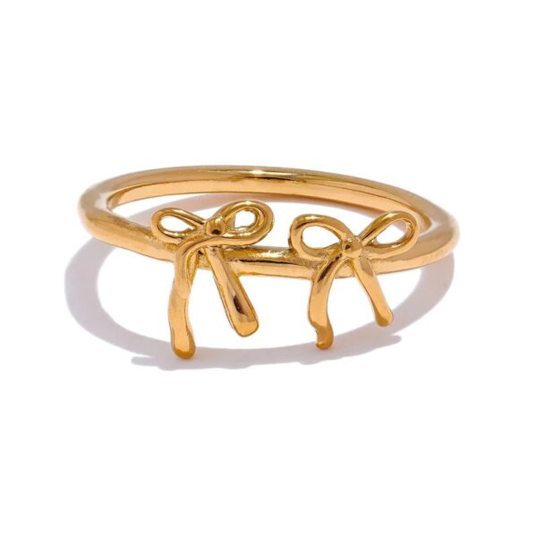 Stainless Steel Bow Knot Finger Ring 18K