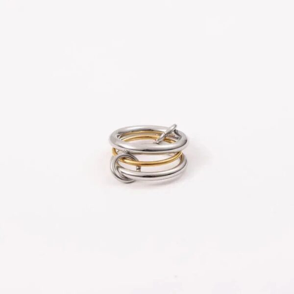 Two-tone Three Circle Cross Stainless Steel Finger Ring